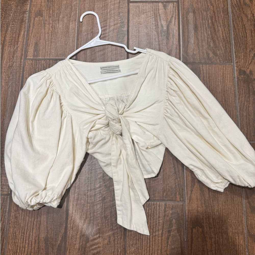 Urban Outfitters Cream Puff Sleeve Crop Top